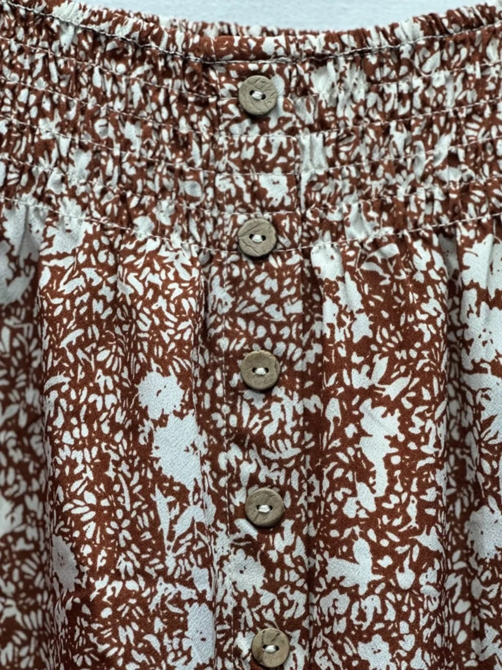 The Main Street Exchange Women’s Maxi Floral Skirt Brown Base White floral L NWT - Picture 14 of 15